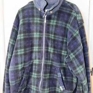 London Fog Navy and Green fleece Plaid Jacket